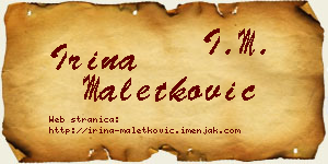 Irina Maletković vizit kartica